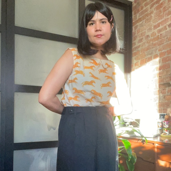 Family Affairs zebra print sleeveless blouse tank top medium orange creamsicle - Picture 2 of 8